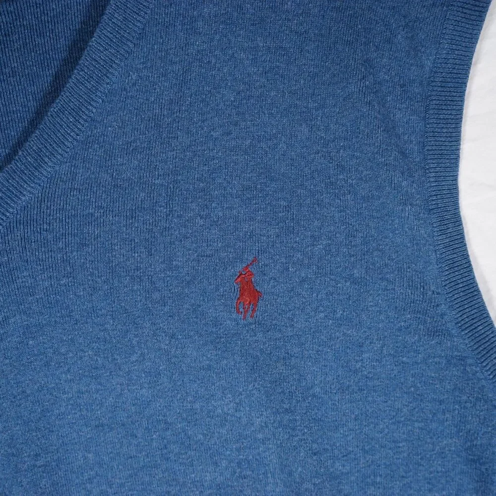 Polo Ralph Lauren Vintage Sweater Vest Pima Cotton Blue XXL
